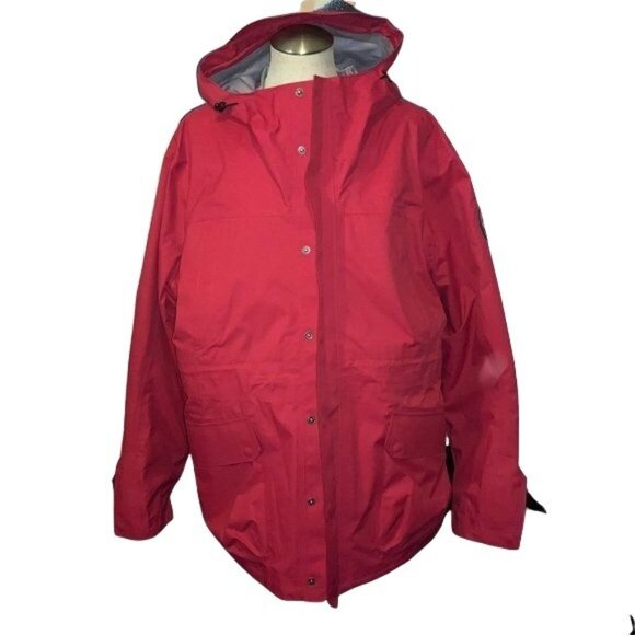 Lands End Red Hooded Waterproof Parka Coat W/ PrimaLoft Insulated Interior - Picture 1 of 7